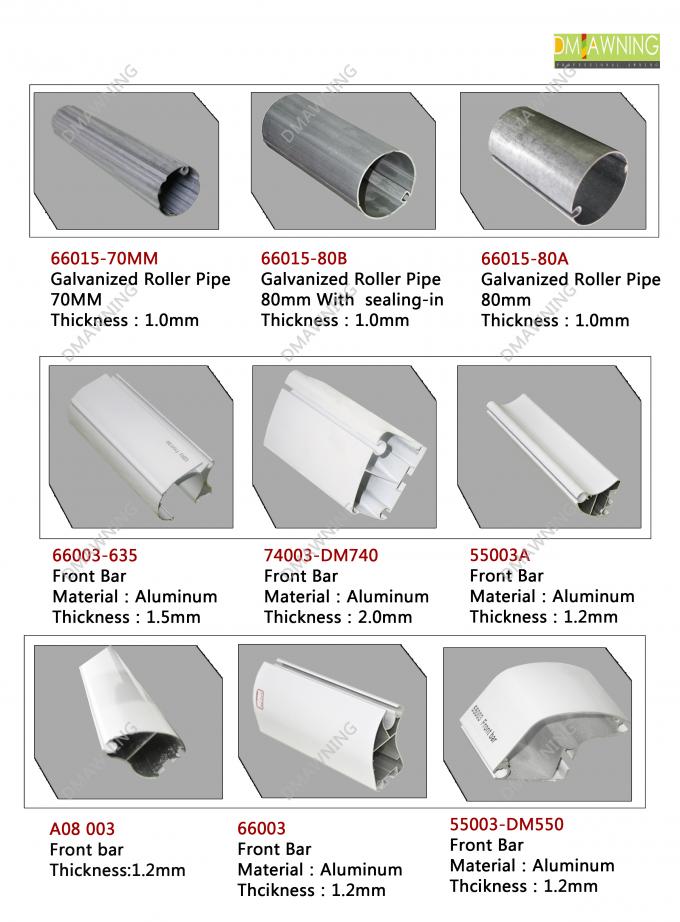Outdoor Retractable Awning Hardware Aluminium Retractable Awning Arms