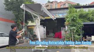 Free Standing Retractable Folding Arm Awning with Wheeled Weighted Base