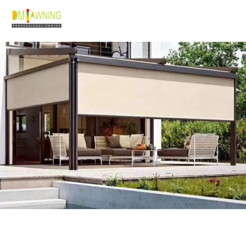Motorized Retractable Outdoor Sunscreen Roller Blinds Fabric Uv Protection