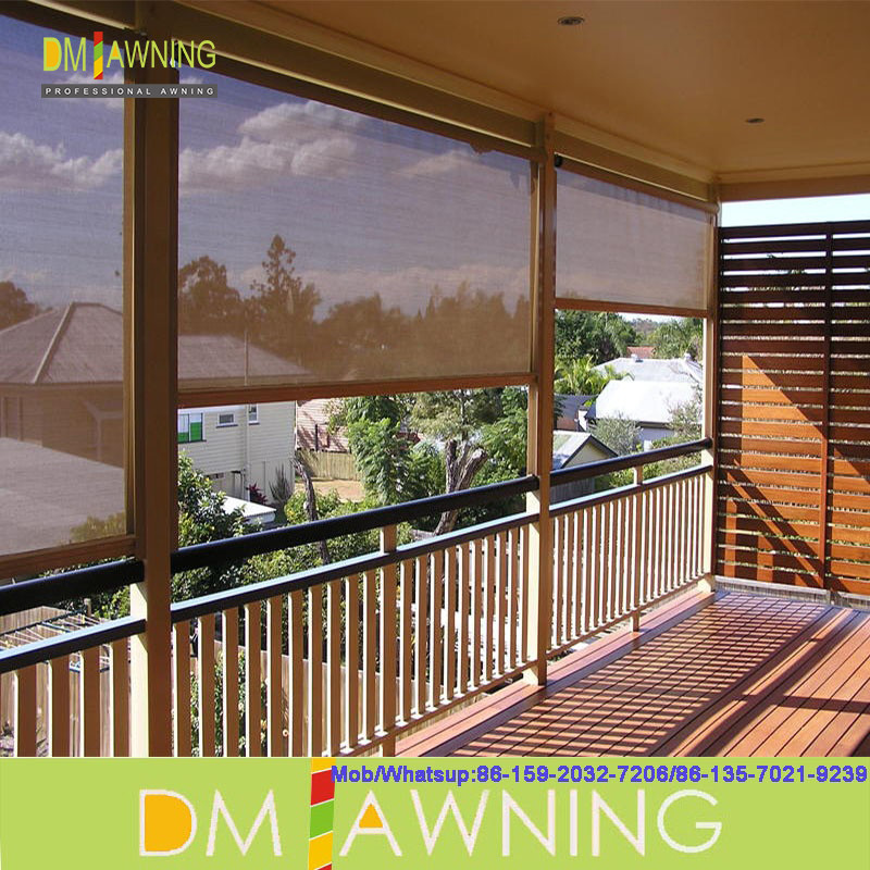Motorized Retractable Outdoor Sunscreen Roller Blinds Fabric Uv Protection