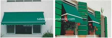 Aluminum Retractable Window Awnings Drop Arm Remote Control Deck Awnings