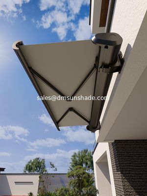 Outdoor Sunshade Motorized Lightweight Retractable Awning With LED Lights Garden Canopy