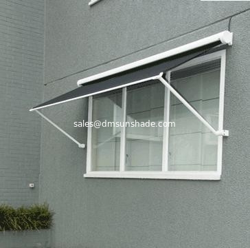 Aluminum Drop Arm Electric Retractable Window Awnings Remote Control