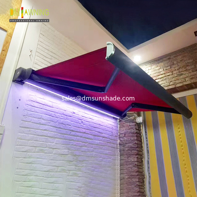 Retractable Full Cassette Electric Awning With Remote Control LED Light