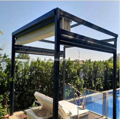 Sunshade Pergola Awning Kits Patio Rain Cover Roof PVC With LED Lights